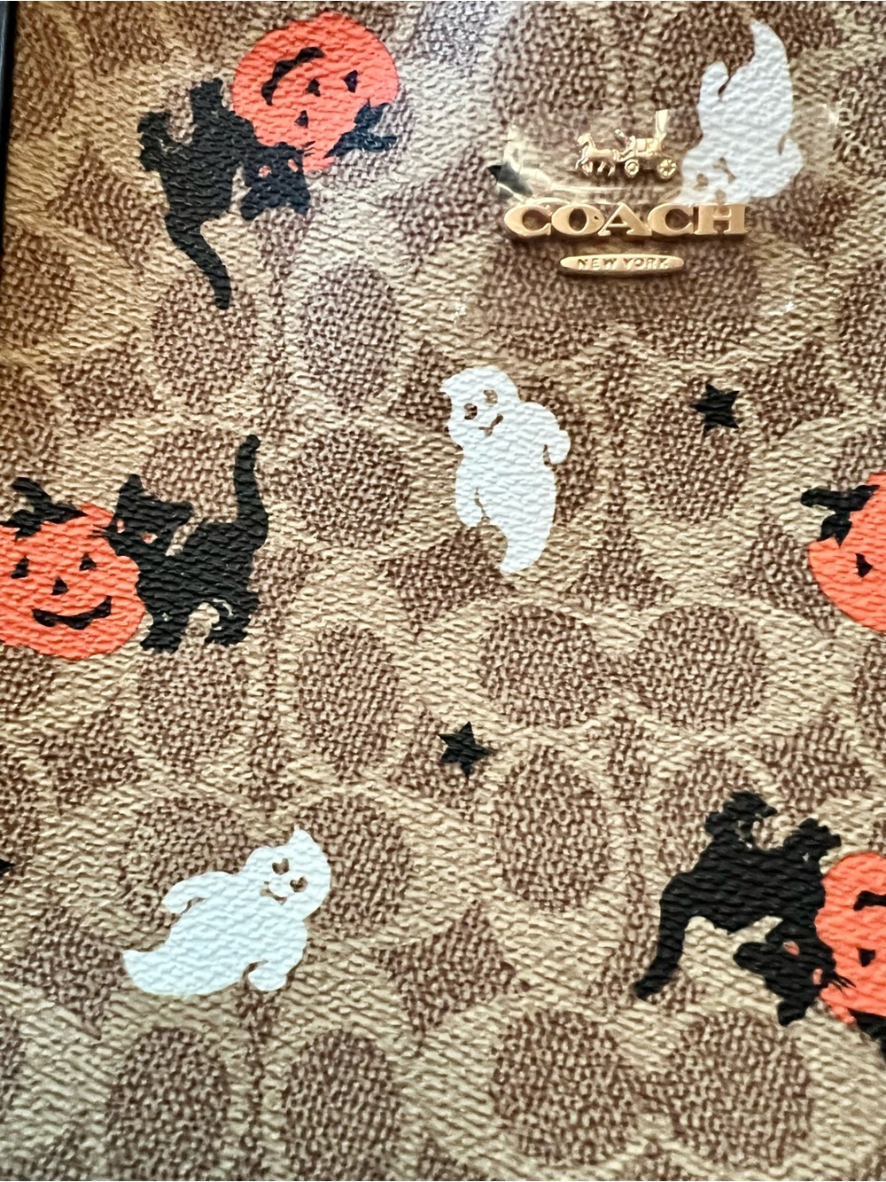 Coach Brown Halloween Print Tote with Orange & Black Accents - Picture 5 of 10